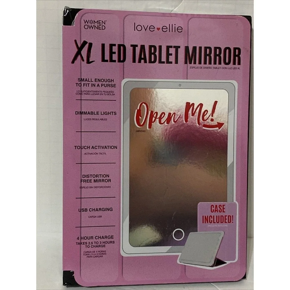 Love Ellie XL LED Tablet Mirror USB Rechargeable Dimmable Lighted Makeup Mirror
